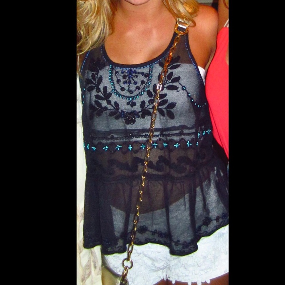 Free People Beaded & Embroidered Tank Top